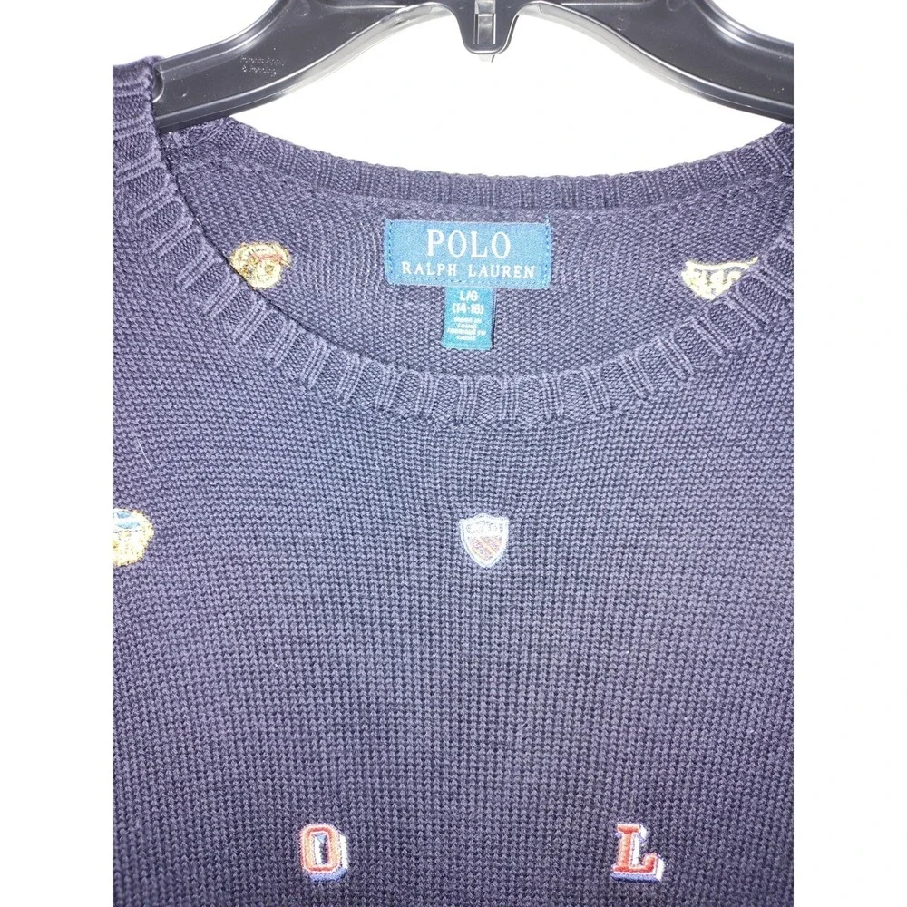 Polo Ralp Lauren Varsity Inspired Embroidered Crewneck Sweater‎ Youth L 14-16